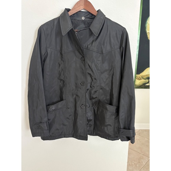 Rave Girl Black Polyurethane Vintage Style Button Up Jacket Women's L - Picture 1 of 7
